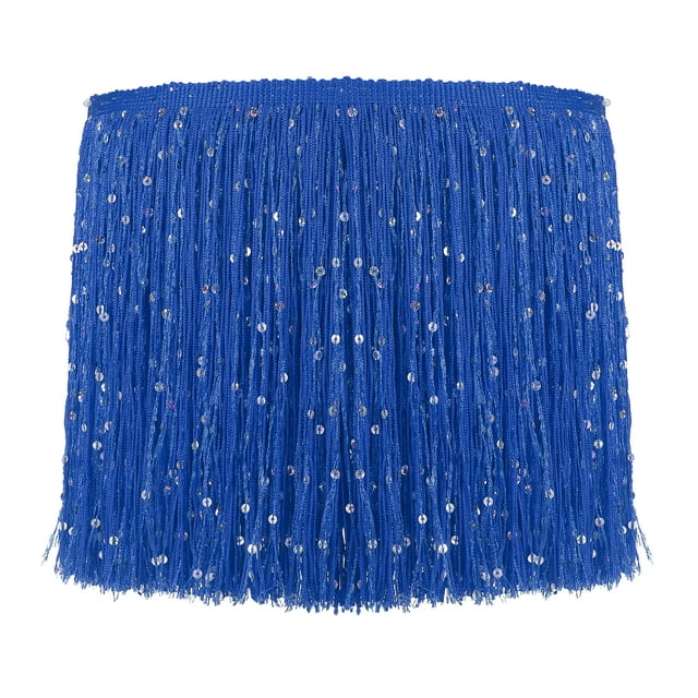 Uxcell Franges à Sequins, Franges à Pompons pour Couture Bleu Latin 5 Yards x 8 Po