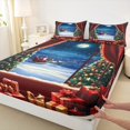 thumbnail image 3 of jejeloiu Santa Claus Full Size Sheets,Chic Christmas Gifts Bed Sheets,Green Xmas Tree Sheet Sets For Teens,Microfiber Bedroom Decor,4 Pieces, 3 of 7