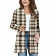 thumbnail image 5 of PWPSG Teen Girl Casual Cardigan Color Block Tunic Tops Lightweight Open Front Long Sleeve Top Fashion Daily Outfits with Pockets Brown 13 Years, 5 of 7