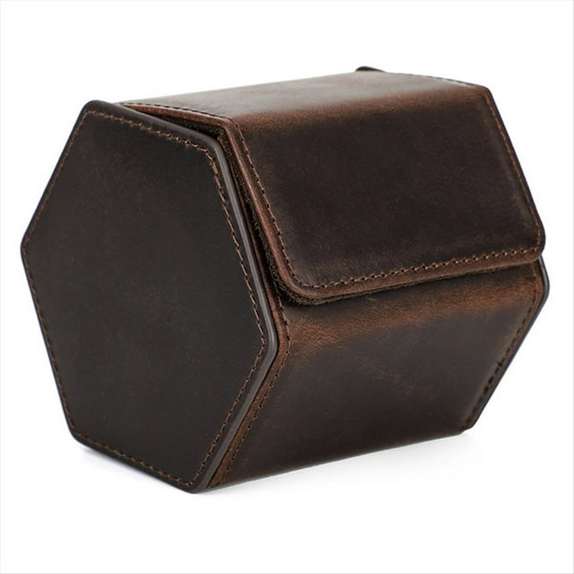 Estuche Clásico para Guardar Relojes, de Piel de Vaca Crazy Horse, con Forma Hexagonal y Diamantes, Ideal para Viajes Al Aire Libre.