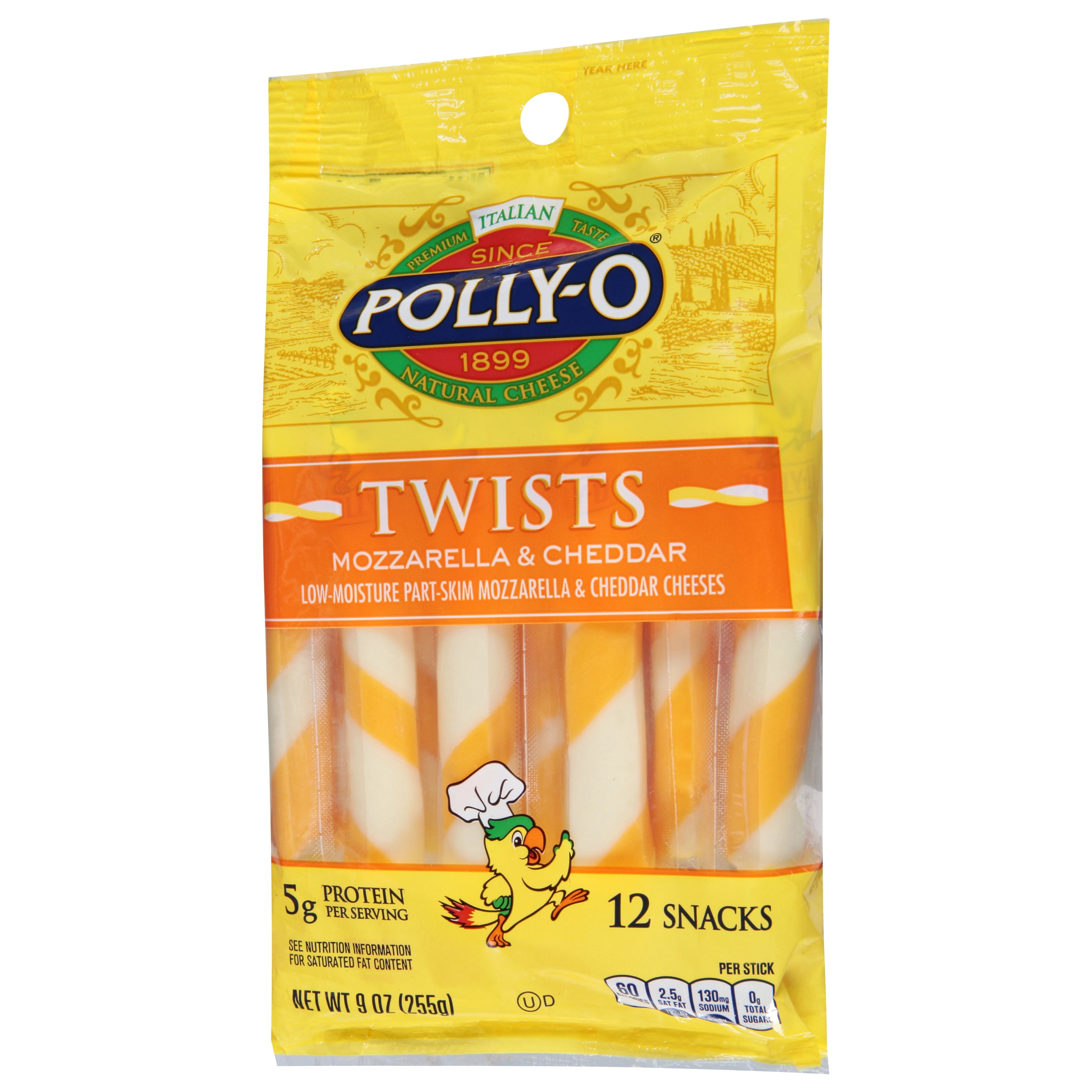 Polly-O Twists String Cheese Mozzarella & Cheddar Cheese Snacks, 12ct Sticks