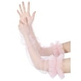 thumbnail image 5 of INSPIRE CHIC Women's Long Ruffle Tulle Cuff Sleeves Mesh Sheer Arm Cover Fingerless Gloves for Wedding 1 Pair Pink One Size, 5 of 6