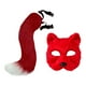 thumbnail image 3 of Máscara de gato falsa con cola, accesorios de peluche realistas para fiesta de Halloween para niñas y mujeres Rojo, 3 of 10