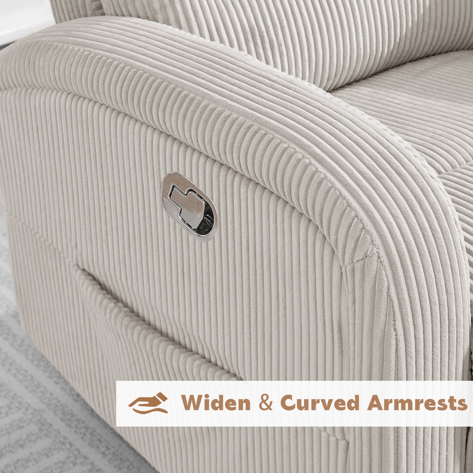 Aemeios Manual Swivel Rocker Recliner Chair, Corduroy Nursery Chair for Living Room, Camel