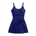 thumbnail image 6 of vigerkar One Piece Swimdress Swimsuits for Women Tummy Control Tie Knot Swim Skirt Scoop Neck Mesh Bathing Suit Navy, S, 6 of 9