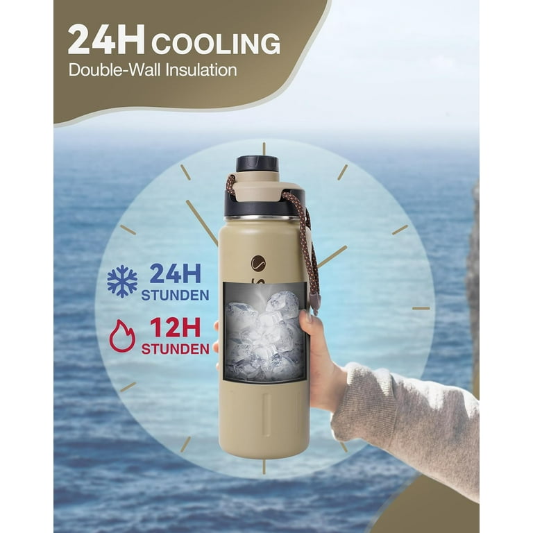 Botellas de agua caliente/fría de acero inoxidable de 24 onzas con  aislamiento térmico para mantener cualquier bebida caliente durante 12  horas y fría