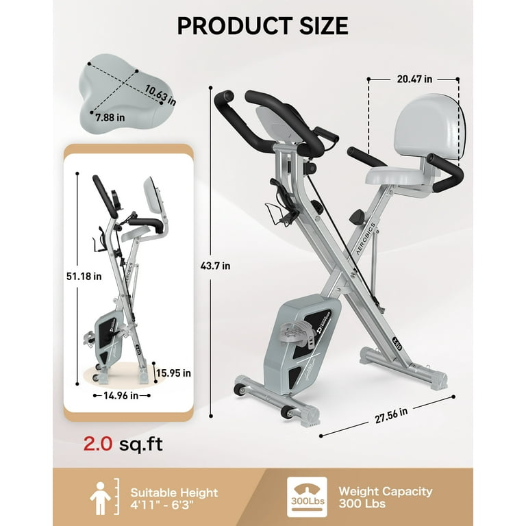 Free Shipping pooboo 4in1 Foldable Exercise Bike Indoor Cycling Bike Magnetic Stationary Bike Fitness Gym Workout 300lb Walmart
