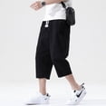 thumbnail image 2 of Summer Casual Pants Men‘s Wild Cotton and Linen Loose Linen Pants Korean Style Trend Nine-point Straight Trousers, 2 of 7