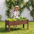 thumbnail image 2 of Costway 1 PCS Wooden Raised Garden Bed with Legs, Drainage Holes, Natural Fir Outdoor Garden Box Dark Brown, 2 of 11