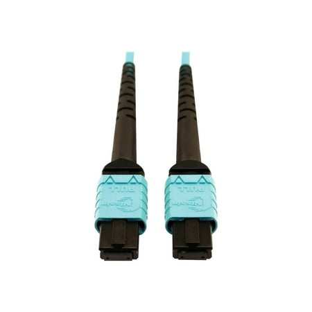UPC: 0037332258403 | Tripp Lite 400G Multimode 50/125 OM4 Plenum-Rated Fiber Optic Cable 24F MTP/MPO-PC (F/F) Aqua 10 m
