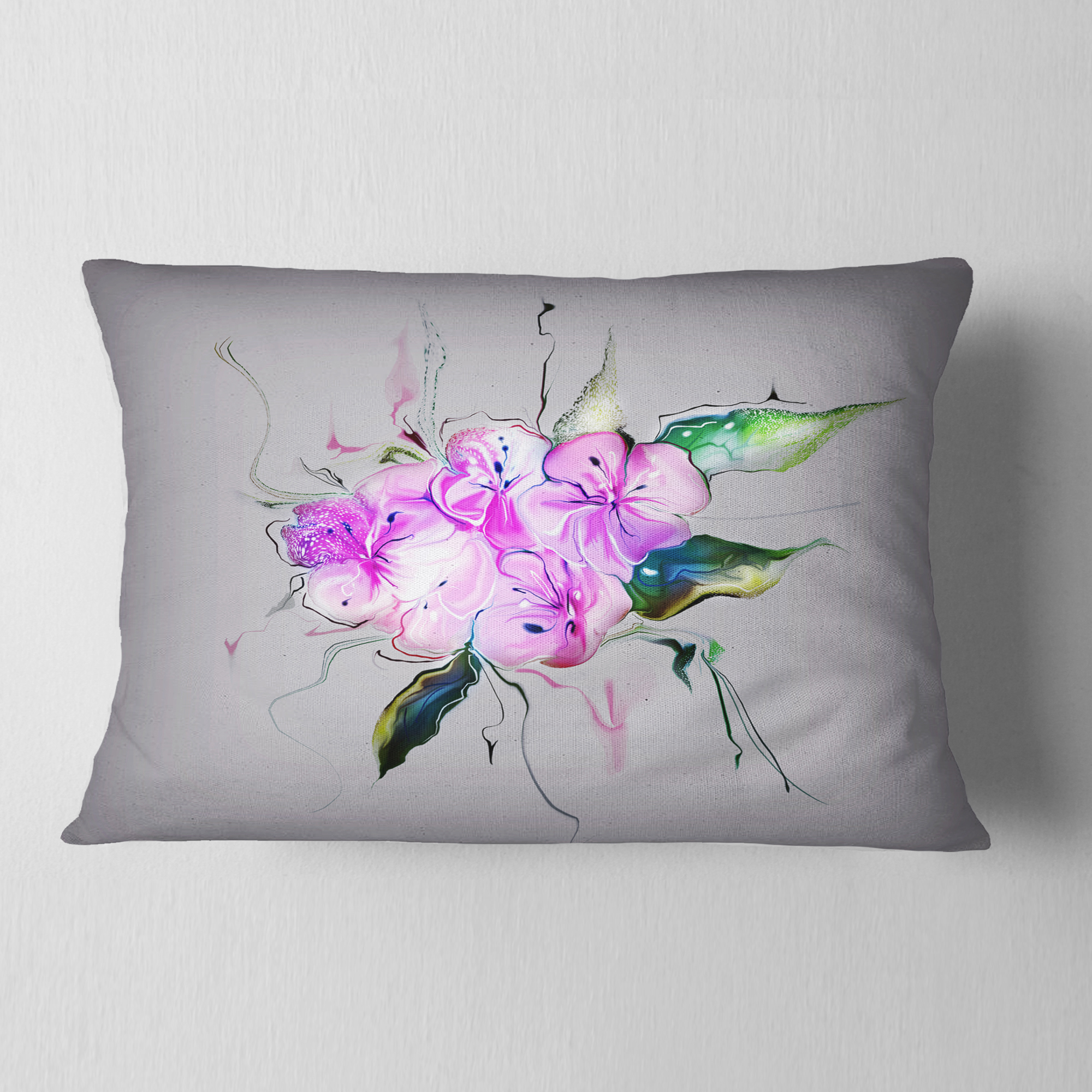 Designart Purple and Pink Pansies Flowers - Animal Throw Pillow - 12x20
