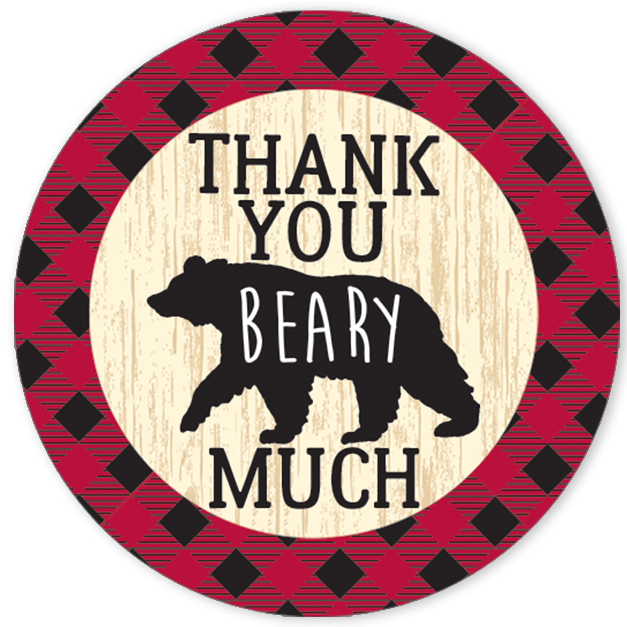 Download Red Plaid Lumberjack Thank You Favor Labels 40 Stickers Distinctivs Walmart Com Walmart Com