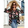 thumbnail image 6 of LARACE Women's Plus Size Tops 3/4 Length Sleeve Shirts Dressy Casual V Neck Tunic Blouse Flower40_2X, 6 of 6