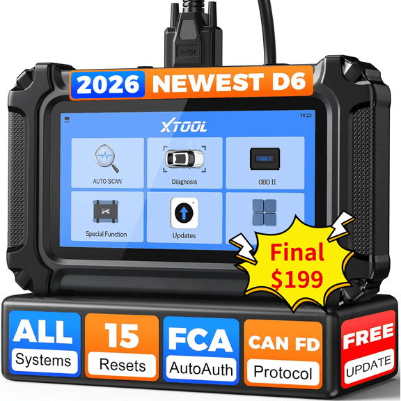 XTOOL D6 OBD2 Scanner Diagnostic Tool  2026 Full System Car Code Reader with Lifetime Free Updates 15 Resets Crank Sensor Relearn, Upgrade Ver. of XTOOL D5/D5S