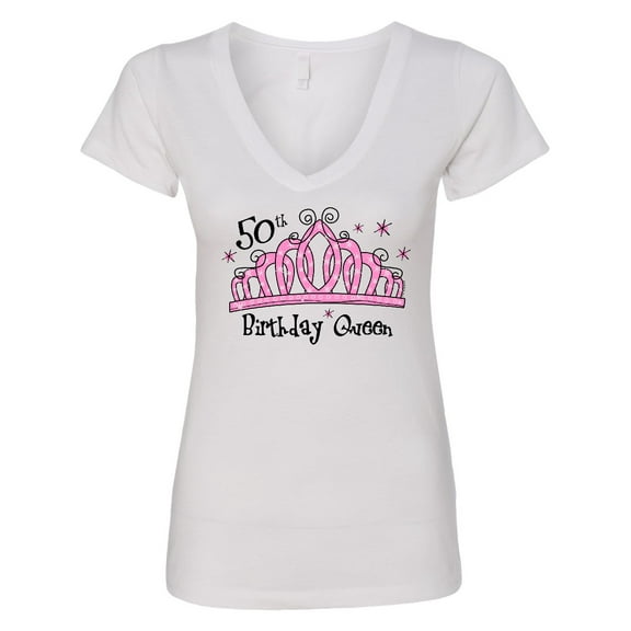 Inktastic Tiara 50th Birthday Queen Women's V-Neck T-Shirt