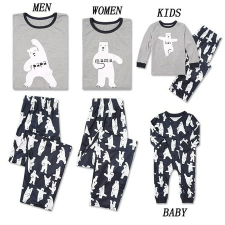 

Canrulo Christmas Family Matching Pyjamas PJs Set Cartoon Bear Adult Kids Sleepwear Nightwear