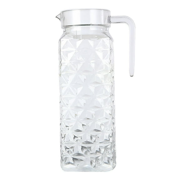 Koadzawe 1Pcs Glass Juice Containers With Lids Glass Pitcher With Handle And Spout For Fridge Small Water Orange Juice Iced Tea Pitcher Clear Fridge Containers Milk Jug Jar Carafe For Home
