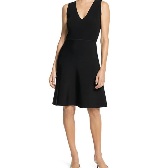 Theory Womens Ribbed Fit & Flare Dress, Black, Small