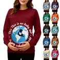 thumbnail image 1 of RKSTN Women's Maternity Crewneck Sweatshirts Plus Size Pregnancy Graphic Print Long Sleeve T Shirts Pullover Hoodless Sweatshirts Tops Womens Casual Oversized Round Neck Comfy Funny Printed Shirts, 1 of 7