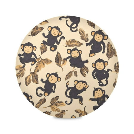 

Round Plate Mat 15.4x15.4 Inchesx1 Placemat Table Mat Kitchen Mat Coffee Mat Fabric Thick Strong Wear-Resistant Heat Resistance Cute Black Monkey