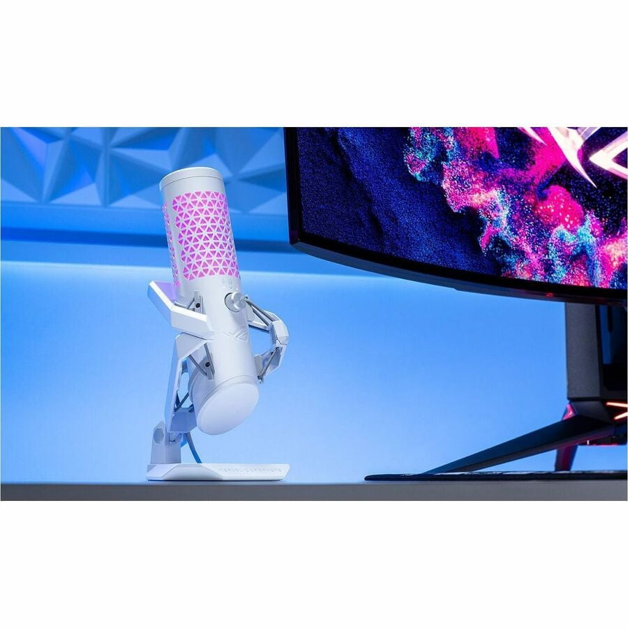 Asus ROG Carnyx Wired Condenser Microphone for Gaming, Vocals, Voice, Recording, Live Streaming, Podcasting, Notebook, Computer, White