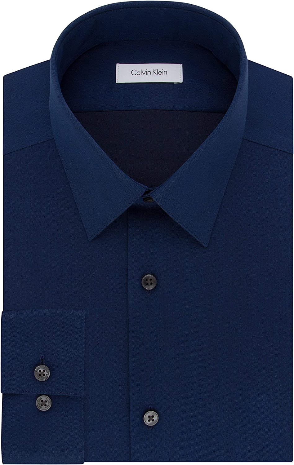 Calvin Klein Men's Dress Shirt Slim Fit Non-iron Herringbone 15" Neck  34"-35" Sleeve Blue Velvet - Walmart.com
