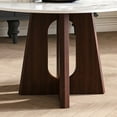 thumbnail image 6 of Montary 53" Round Dining Table w/ Walnut Base Sturdy Cross Design - Sintered Stone Top for 4-6, Kitchen/Dining Room (Table Only), 6 of 7