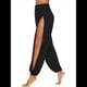 thumbnail image 2 of Pantalones Harén con Abertura Alta para Mujer, Pantalones Harén Hippies. Negro S, 2 of 7