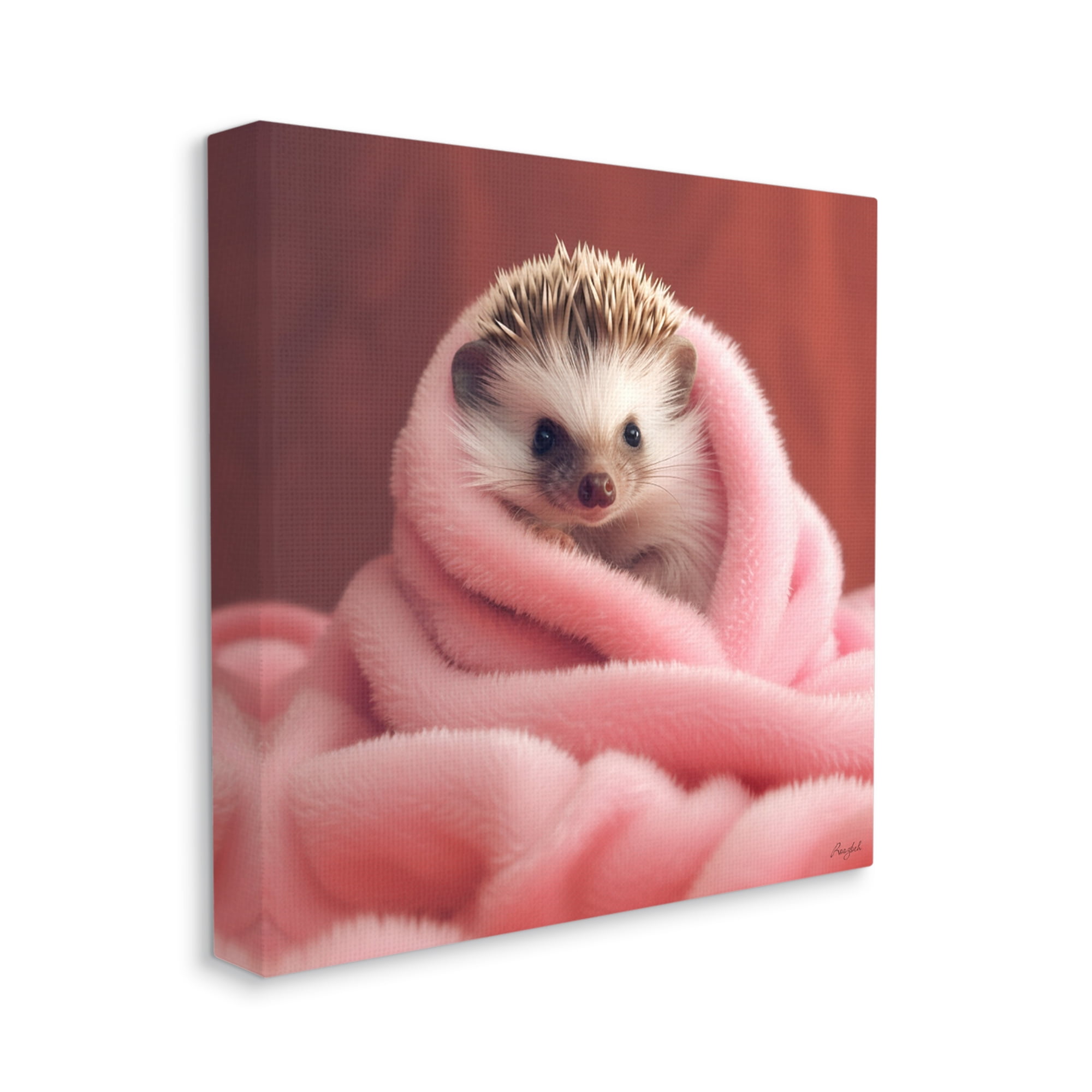 Stupell Industries Baby Hedgehog in Blanket Animals & Insects Painting Gallery Wrapped Canvas Art Print Wall Art, 24 x 24