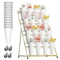 thumbnail image 3 of Flower Display Stand with 16 Pcs Buckets, Flower Cart Display Stand with Wheels, 4 Tier Metal Plant Stand, Moving Heavy Duty Flower Cart Flower Rack for Florist Indoor Outdoor Patio Garden (White）, 3 of 8