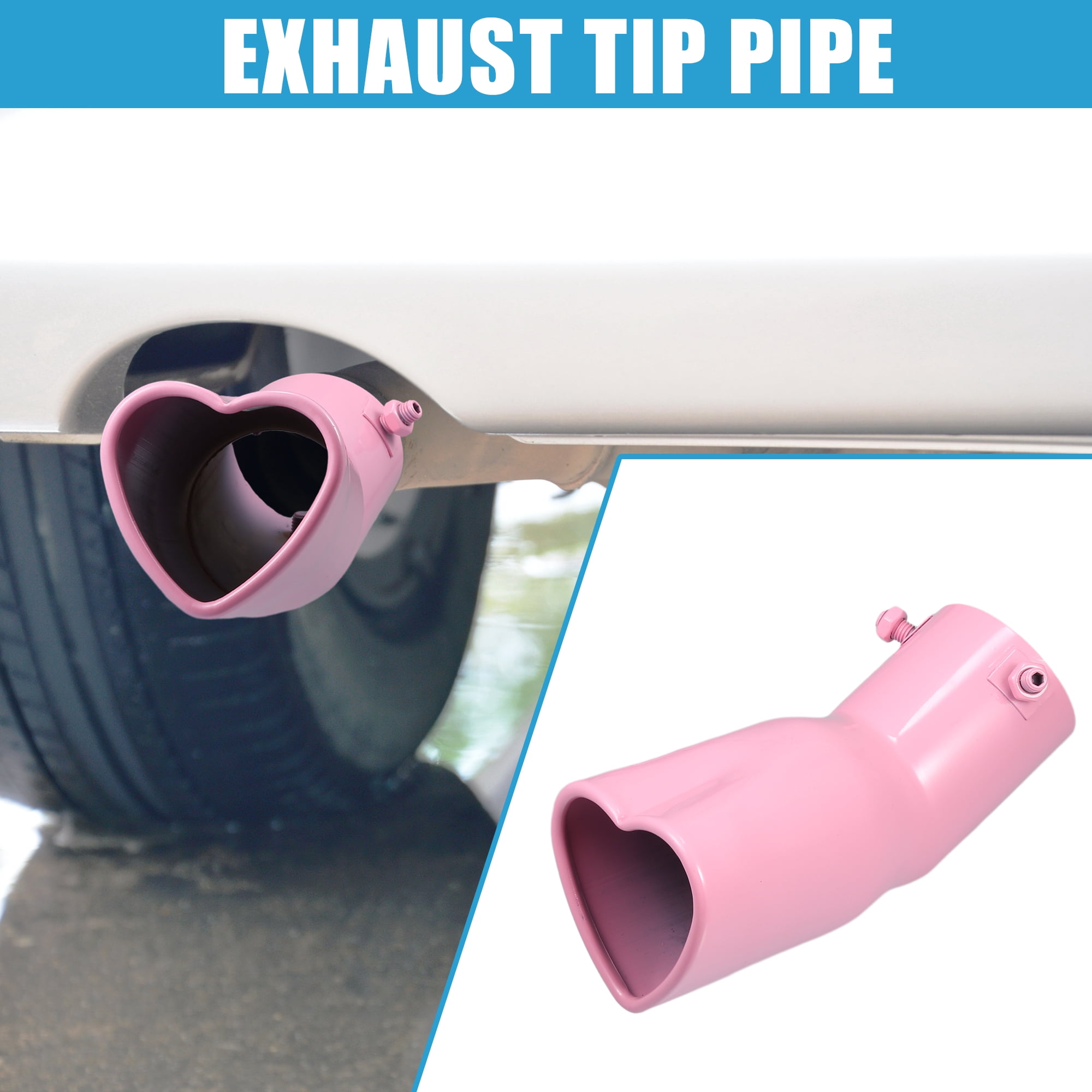 Unique Bargains Car Exhaust Tip Heart Shaped Tail Pipe 2.4Inch ID 7.48Inch Length