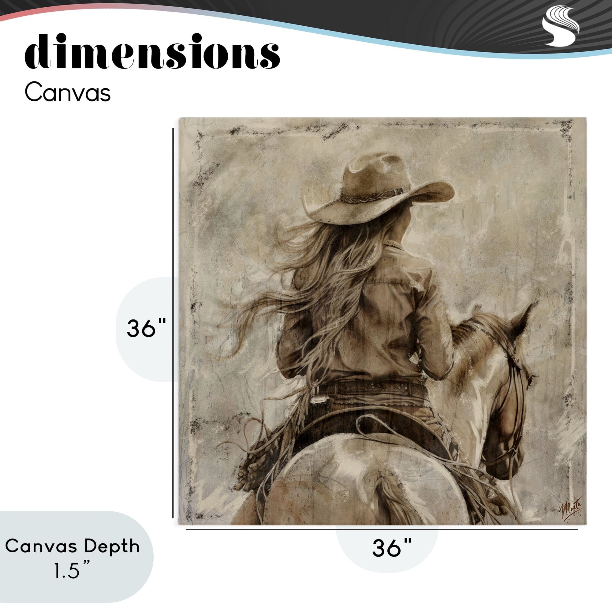 Stupell Industries Windblown Cowgirl on Horseback Canvas Wall Art, design by Marta Wiley