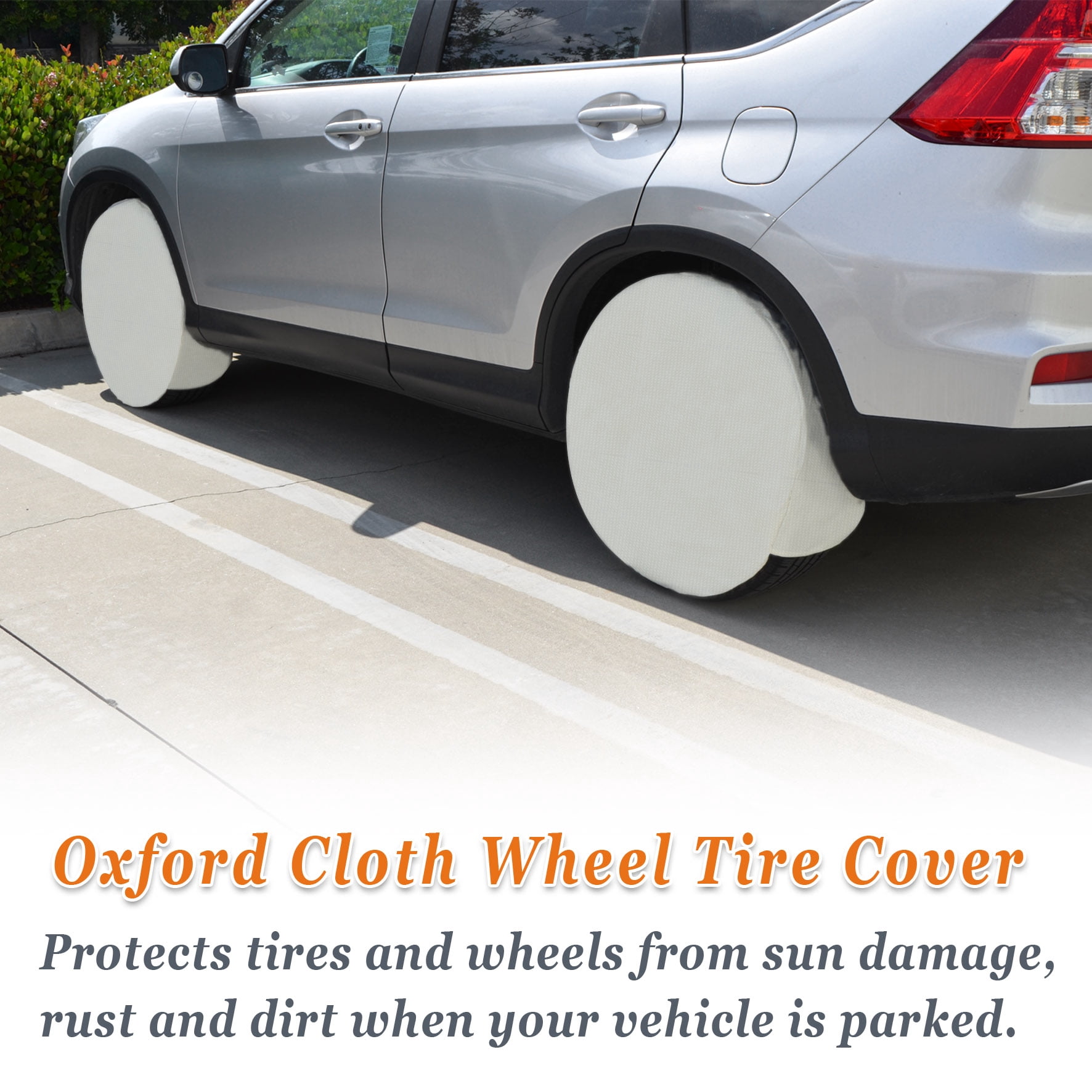 Sunny 4pcs Wheel Tire Covers Waterproof Sun Tire Protector for Auto Truck Car Camper Trailer Boat, Ecru (33''-35'')