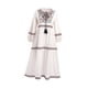 thumbnail image 2 of Vestido bohemio de manga larga, holgado, corte A, informal, tradicional, cuello redondo para primavera Blanco, 2 of 9