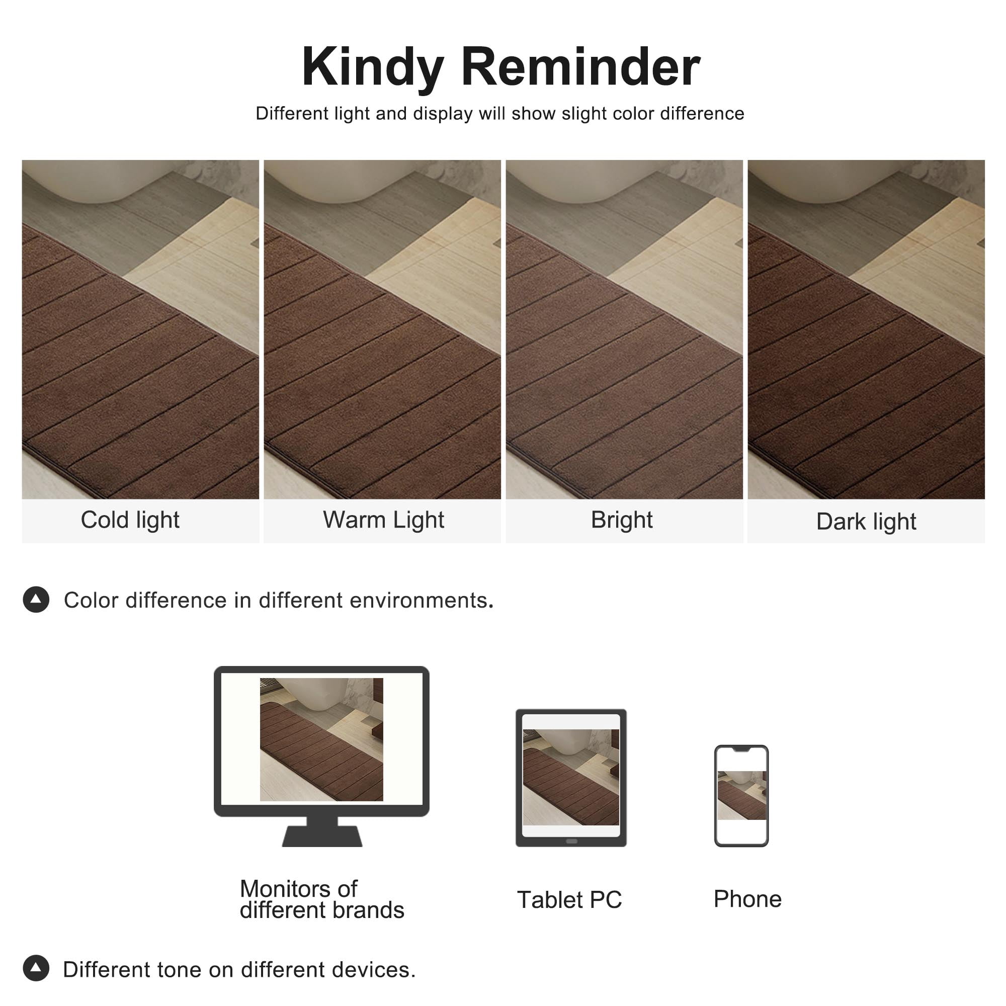 Unique Bargains Anti-slip Memory Foam Bath Floor Mat Area Runner Rug Coffee Color 24"x63"