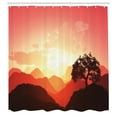 thumbnail image 3 of Ambesonne Nature Shower Curtain, Sunset Tree Mountains, 69"Wx84"L, Coral Orange Dark Brown, 3 of 5