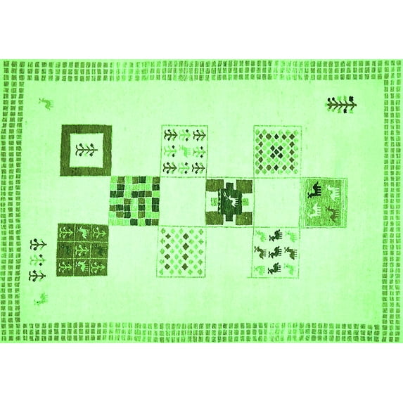 Ahgly Company Indoor Rectangle Solid Green Modern Area Rugs, 8' x 10'