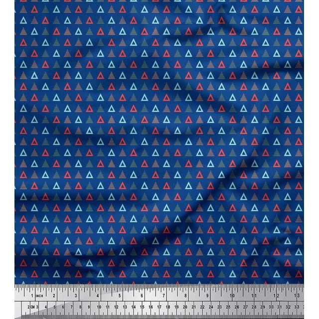 Soimoi Poly Georgette Fabric Triangle Shirting Print Sewing Fabric Yard 52 Inch Wide