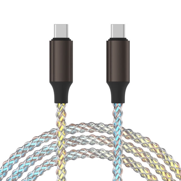 Fast Charging USB C Cable With LED Glowing 66W Power Braided Cord Universally Device Available