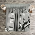 thumbnail image 3 of Ambesonne Black White Quilted Bedspread Set 3 Pcs, Wall Street NYC Photo, Queen Size, White and Black, 3 of 3