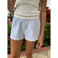 thumbnail image 7 of Michellecmm Women’s Button Front Shorts Casual Elastic Waist Lace Trim Striped Print Lounge Shorts Going Out Shorts, 7 of 7