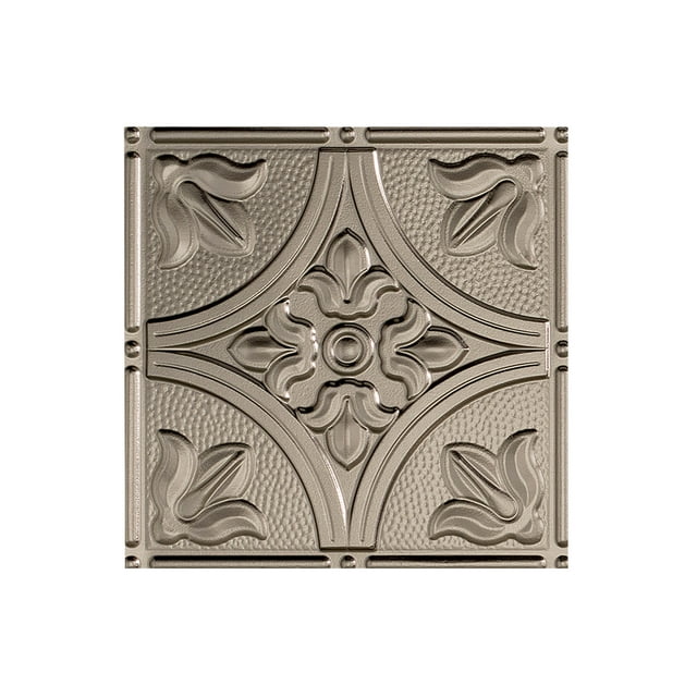 Fasade Easy Installation Traditional 2 Brushed Nickel Glue Up Ceiling Tile/ Ceiling Panel (12" X 12" Sample)