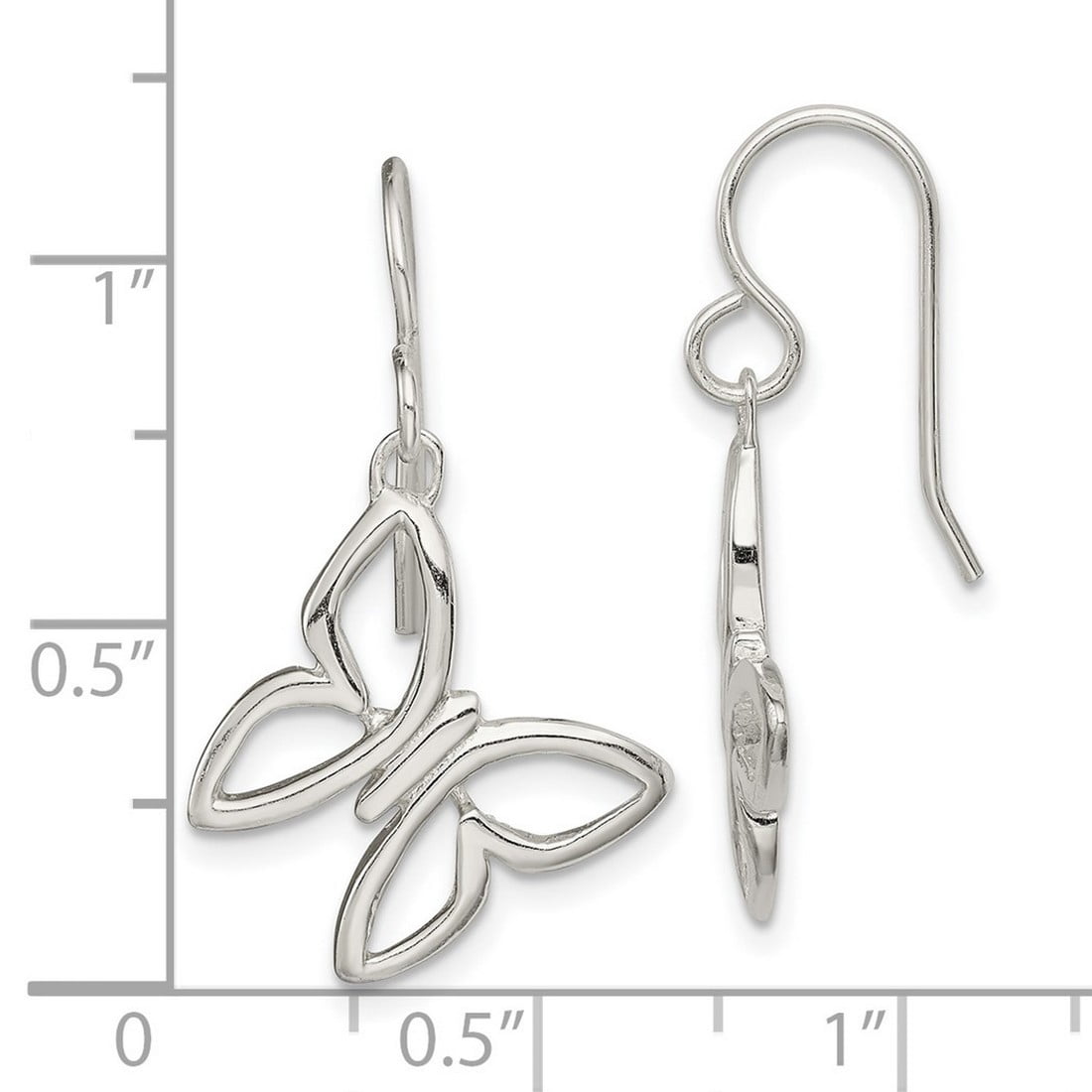 925 Sterling Silver Butterfly Angel Wings Shepherd Hook Long Drop Dangle Earrings 29.84x17.62mm Wide Dangle Earring for
