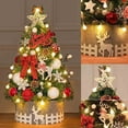 thumbnail image 2 of Hvmvliv Mini Christmas Tree Mini Small Little Tabletop Christmas Tree 17 Inch Decorations with Ornaments Tree Base and Multi-Colored Lights,Artificial Green Tree Red, 2 of 5