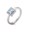 thumbnail image 4 of Round and Princess Cut Natural Aquamarine Gemstone Ring in 14K White Gold (Size: 5.5), 4 of 6