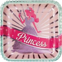 Princess Party 9 inch Square Foil Lunch/Dinner Plates (8 ct)