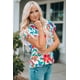 thumbnail image 3 of ABPHQTO Top de mujer con volantes en el cuello y manga con volantes en estampado floral blanco, 3 of 5