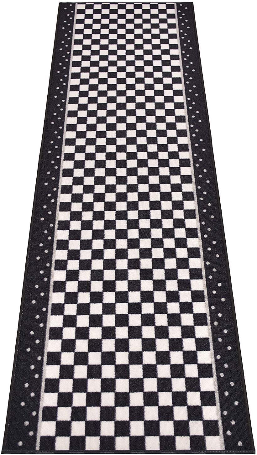 Customize Antibacterial Custom Cut To Size Solid Black Non Skid Runner Rug 32" W 