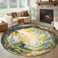 thumbnail image 2 of Watercolor Forest Round Rug 7ft Washable Circle Rugs Non Slip Spring Botanical Floral Large Area Rug Indoor Floor Carpet for Bedroom Kitchen Living Room Home Office Dining Room Nursery, 2 of 8