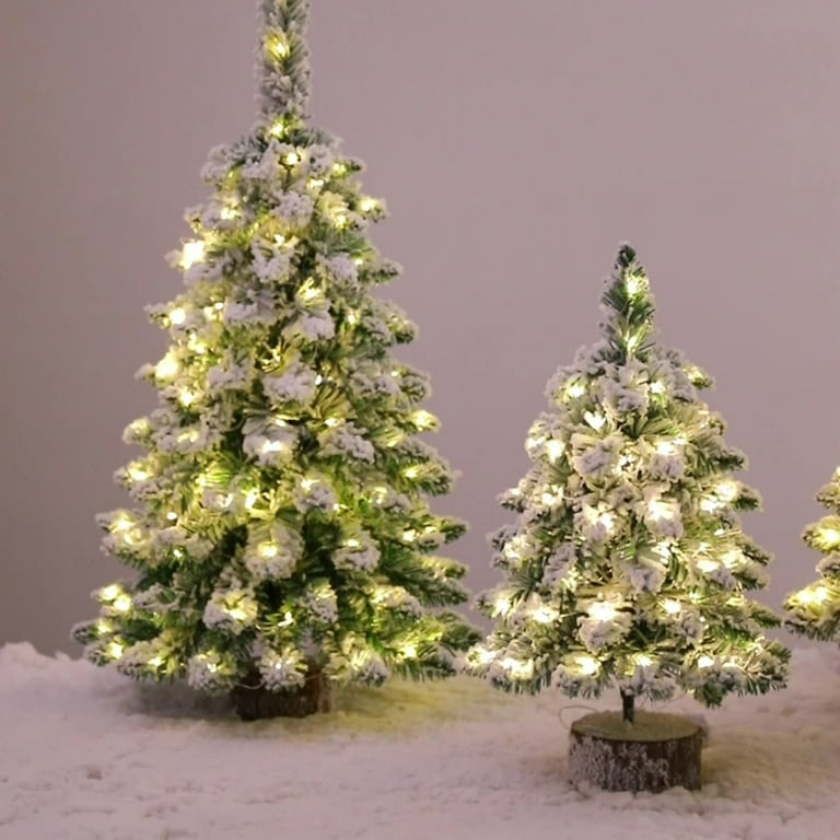 2ft Tabletop Christmas Tree with Light Artificial Small Mini Christmas  Decoration with Flocked Snow; Exquisite Decor & Xmas Ornaments for Table  Top